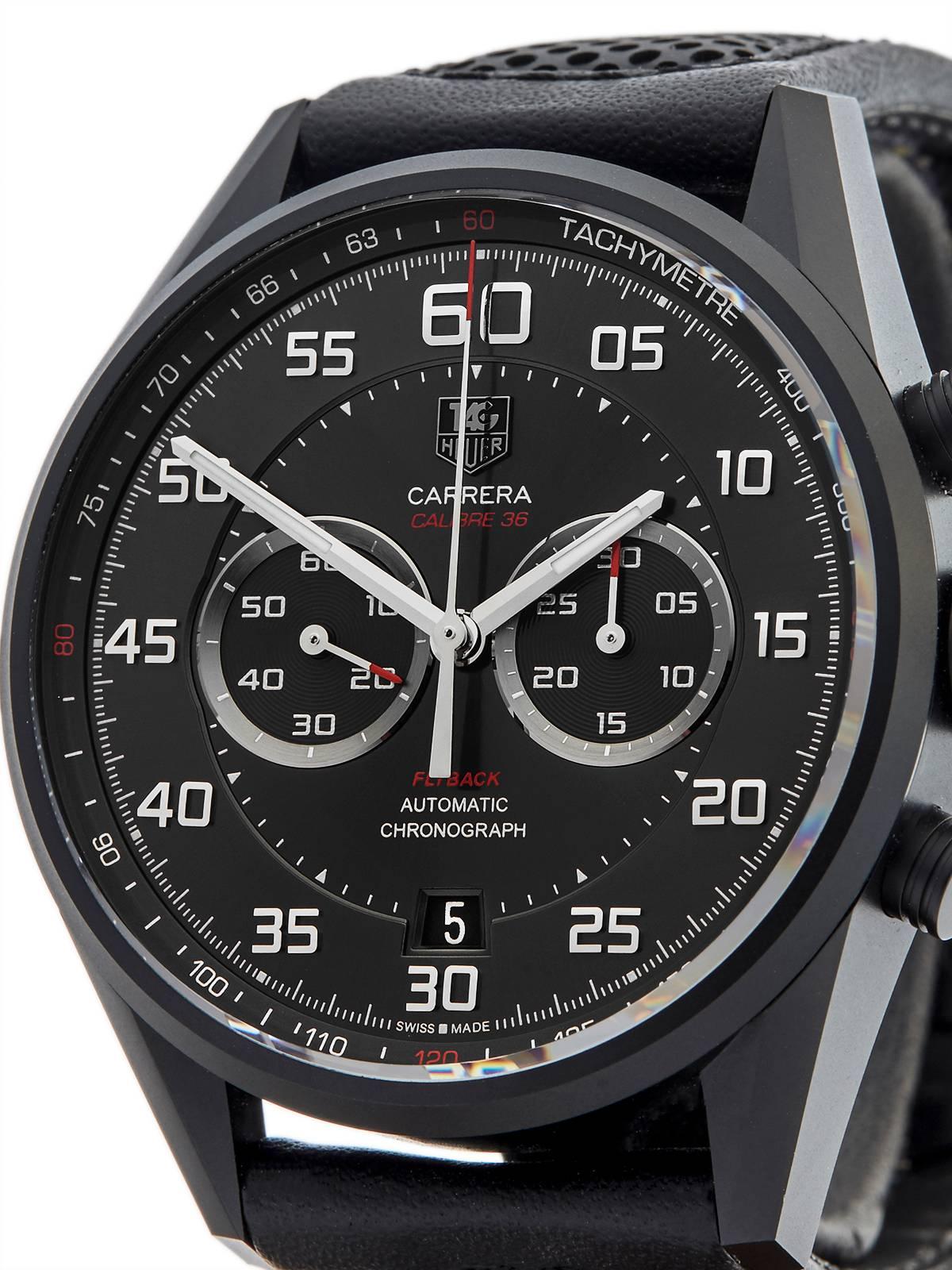 Tag Heuer PVD Titanium Grand Carrera Flyback Chronograph Automatic Wristwatch In Excellent Condition In Bishop's Stortford, Hertfordshire
