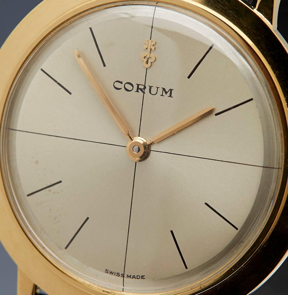  Corum Yellow Gold Silvered Cross Hairs Dial Mechanical Wristwatch In Excellent Condition In Bishop's Stortford, Hertfordshire