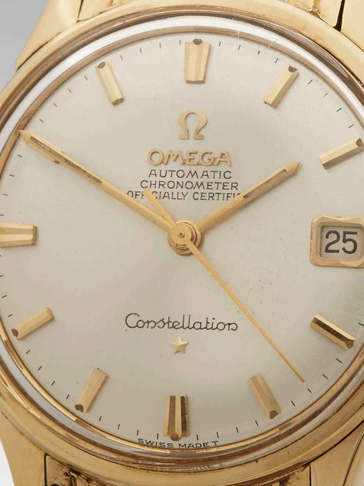  Omega Yellow Gold Constellation Automatic Wristwatch In Excellent Condition In Bishop's Stortford, Hertfordshire