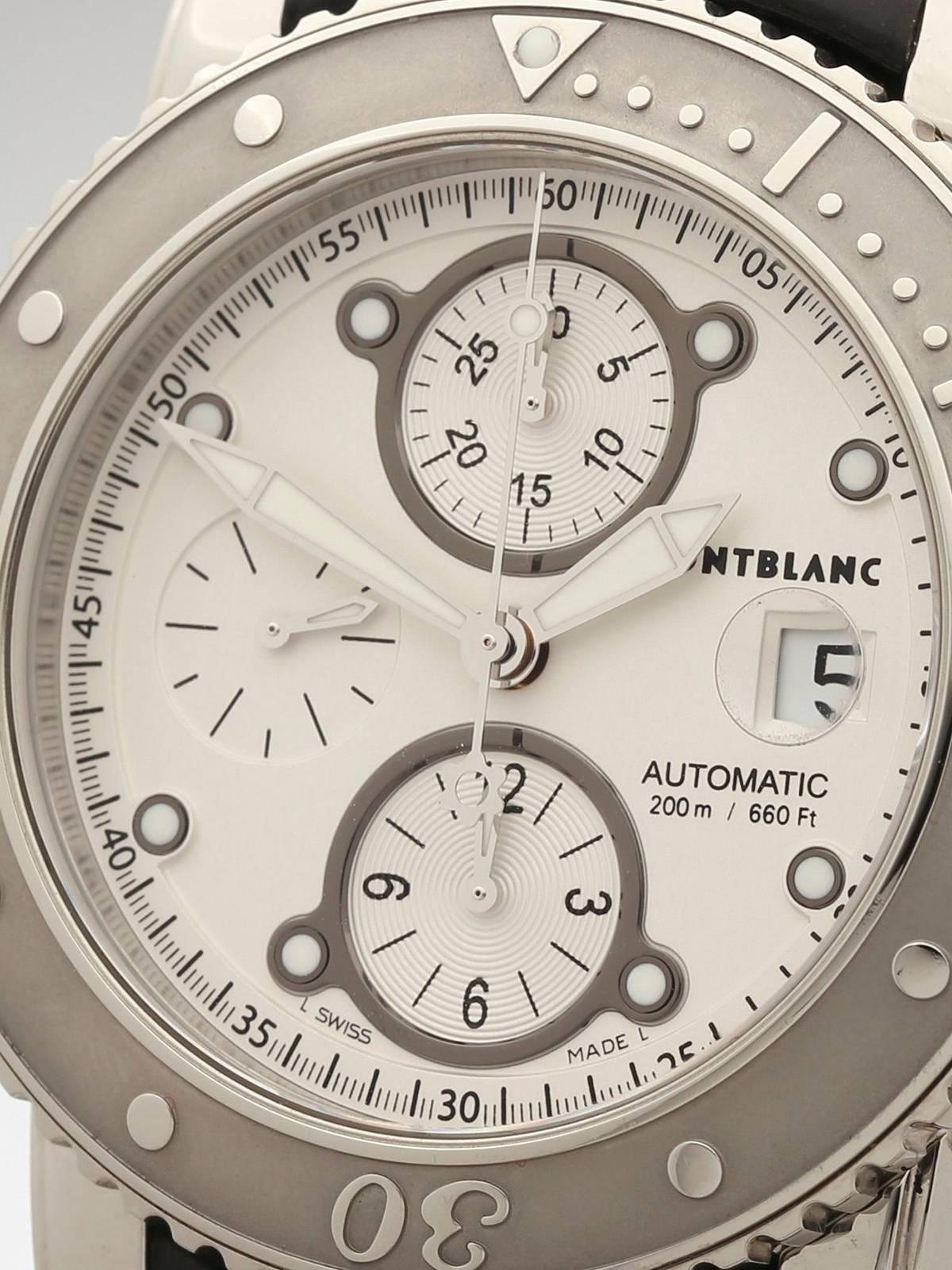  Montblanc Stainless Steel Sport Chronograph Automatic Wristwatch  In Excellent Condition In Bishop's Stortford, Hertfordshire