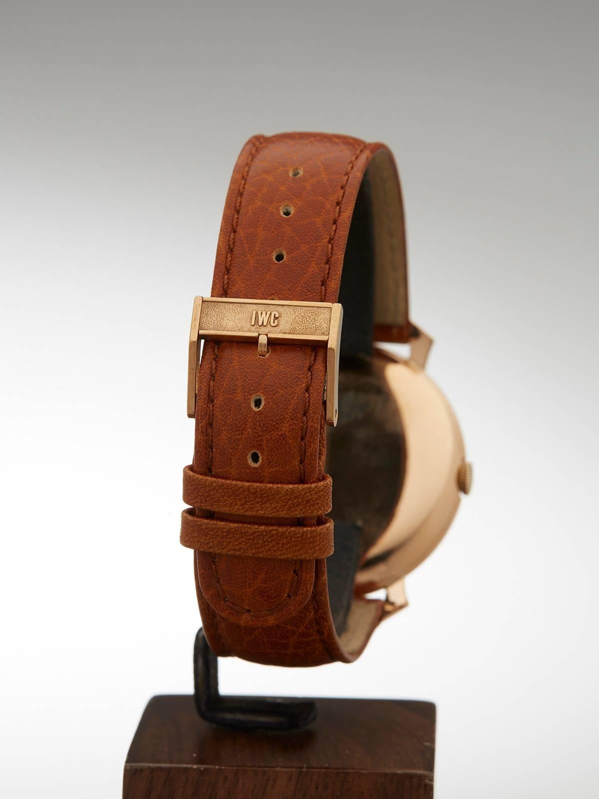  IWC Rose Gold Mechanical Wind Wristwatch 1960 4