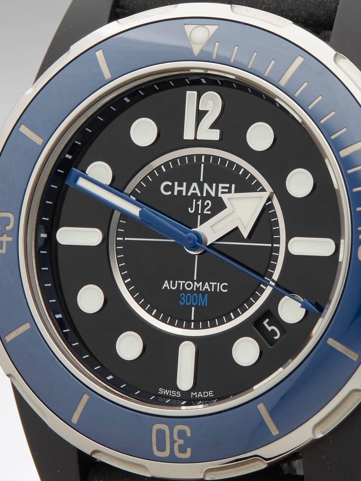 Chanel Stainless Steel J12 Marine Ceramic Bezel PVD Coated Automatic Wristwatch In Excellent Condition In Bishop's Stortford, Hertfordshire
