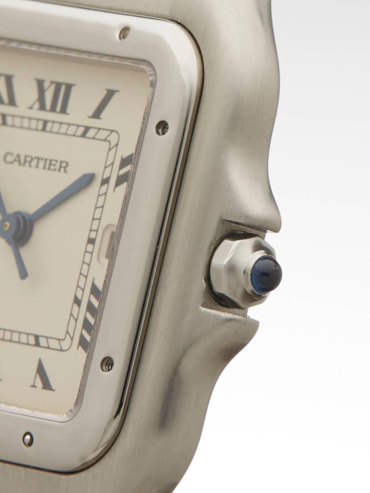 Women's or Men's  Cartier Stainless Steel White Dial Quartz Wristwatch 1300 2000s
