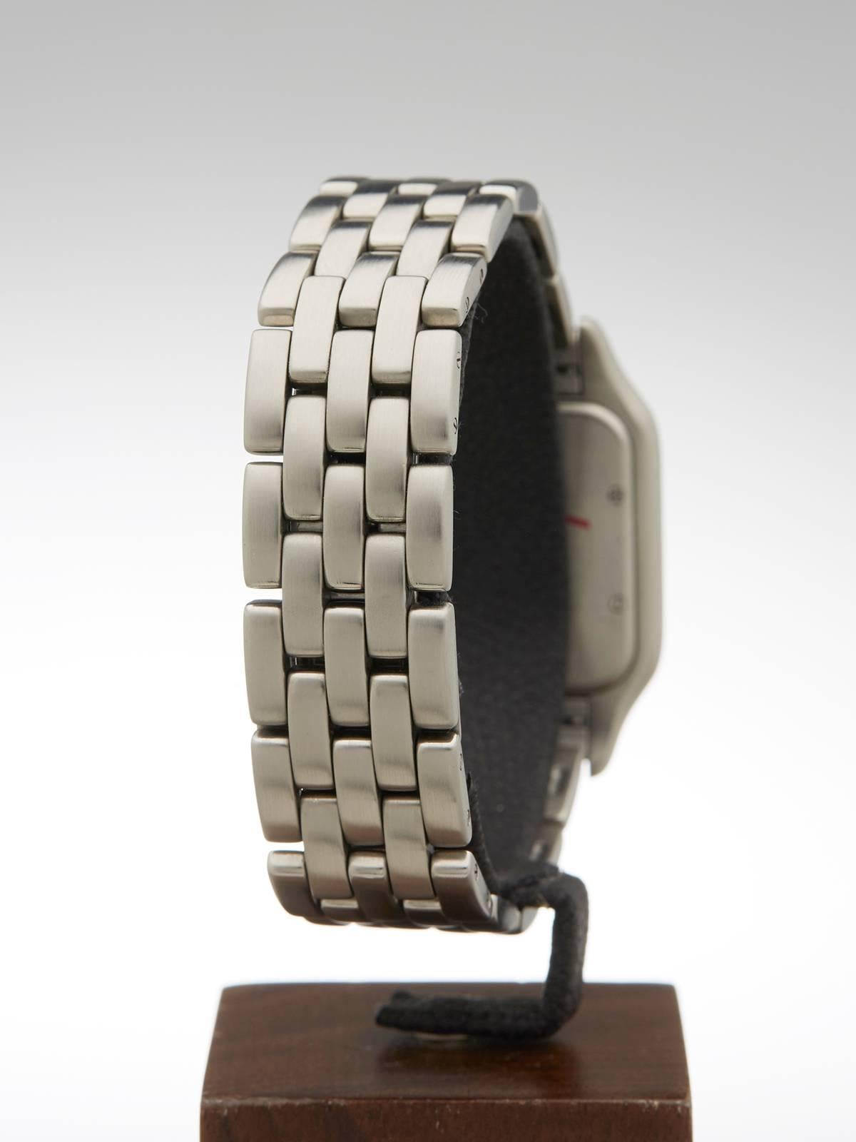  Cartier Stainless Steel White Dial Quartz Wristwatch 1300 2000s 4