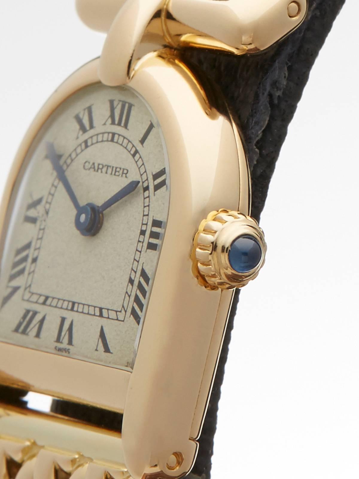 Women's  Cartier Ladies Yellow Gold Quartz Wristwatch 1990