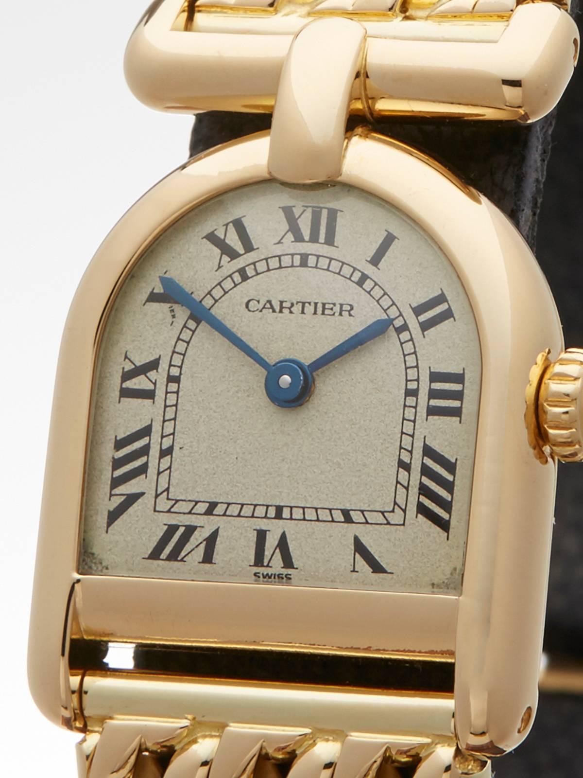  Cartier Ladies Yellow Gold Quartz Wristwatch 1990 In Excellent Condition In Bishop's Stortford, Hertfordshire