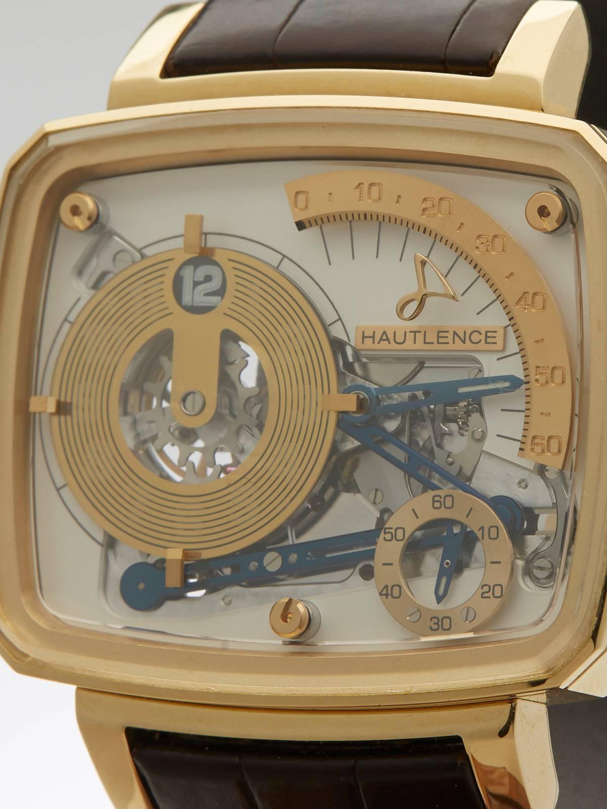 Hautlence Yellow Gold Mechanical Wind Wristwatch Ref HL01 2015 In Excellent Condition In Bishop's Stortford, Hertfordshire
