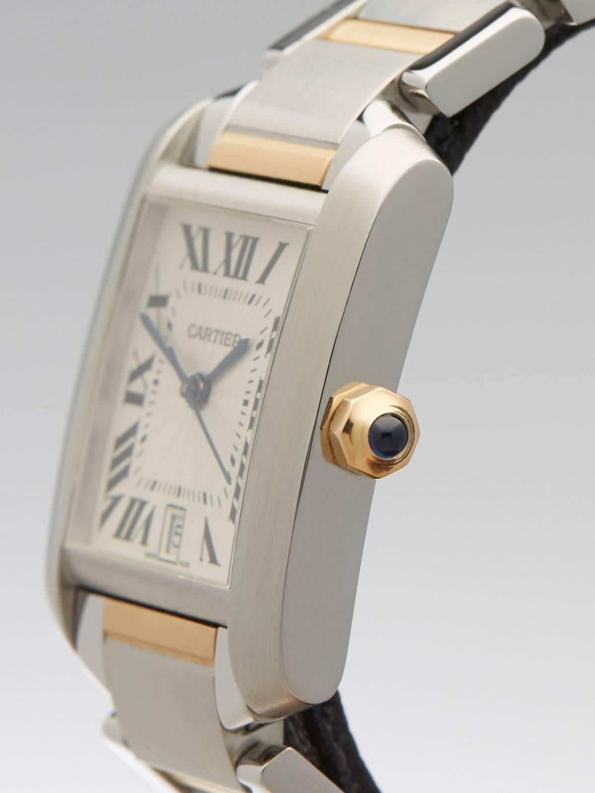 Men's  Cartier Yellow Gold Stainless Steel Tank Francaise Automatic Wristwatch