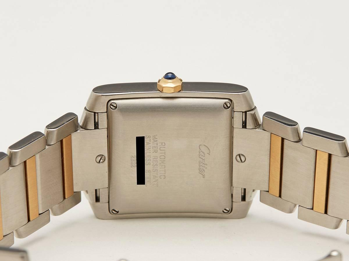  Cartier Yellow Gold Stainless Steel Tank Francaise Automatic Wristwatch 3