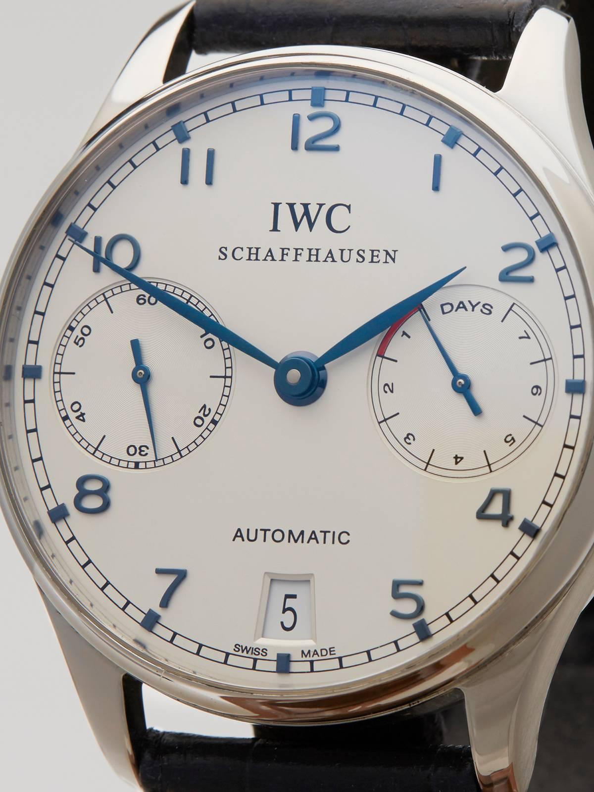  IWC Stainless Steel Portuguese 7 Day Power Reserve Automatic Wristwatch In Excellent Condition In Bishop's Stortford, Hertfordshire