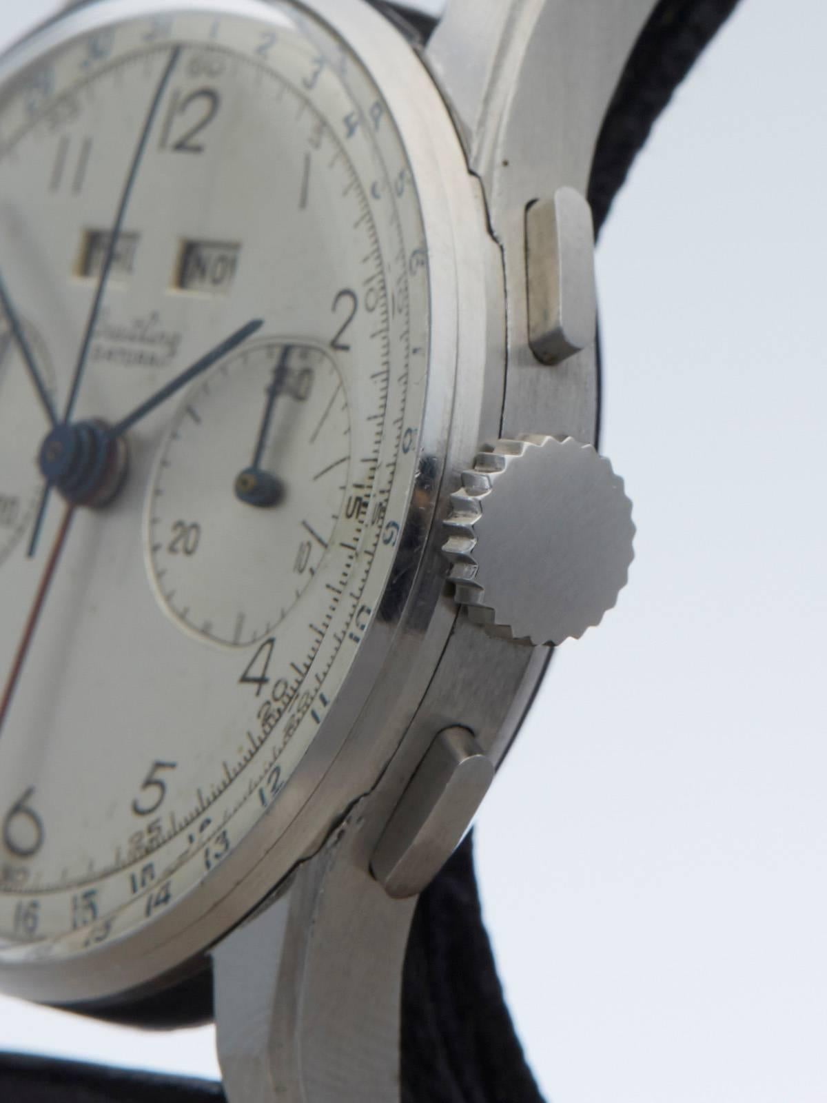 Men's  Breitling Stainless Steel Datora Mechanical Wind Wristwatch Ref 784 