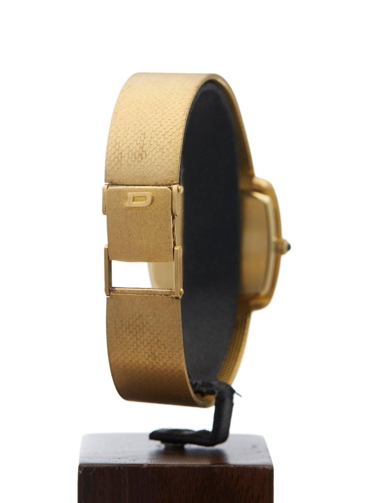  Delaneau Yellow Gold Diamond Bezel Tiger-Eye Dial Mechanical Wind Wristwatch 3