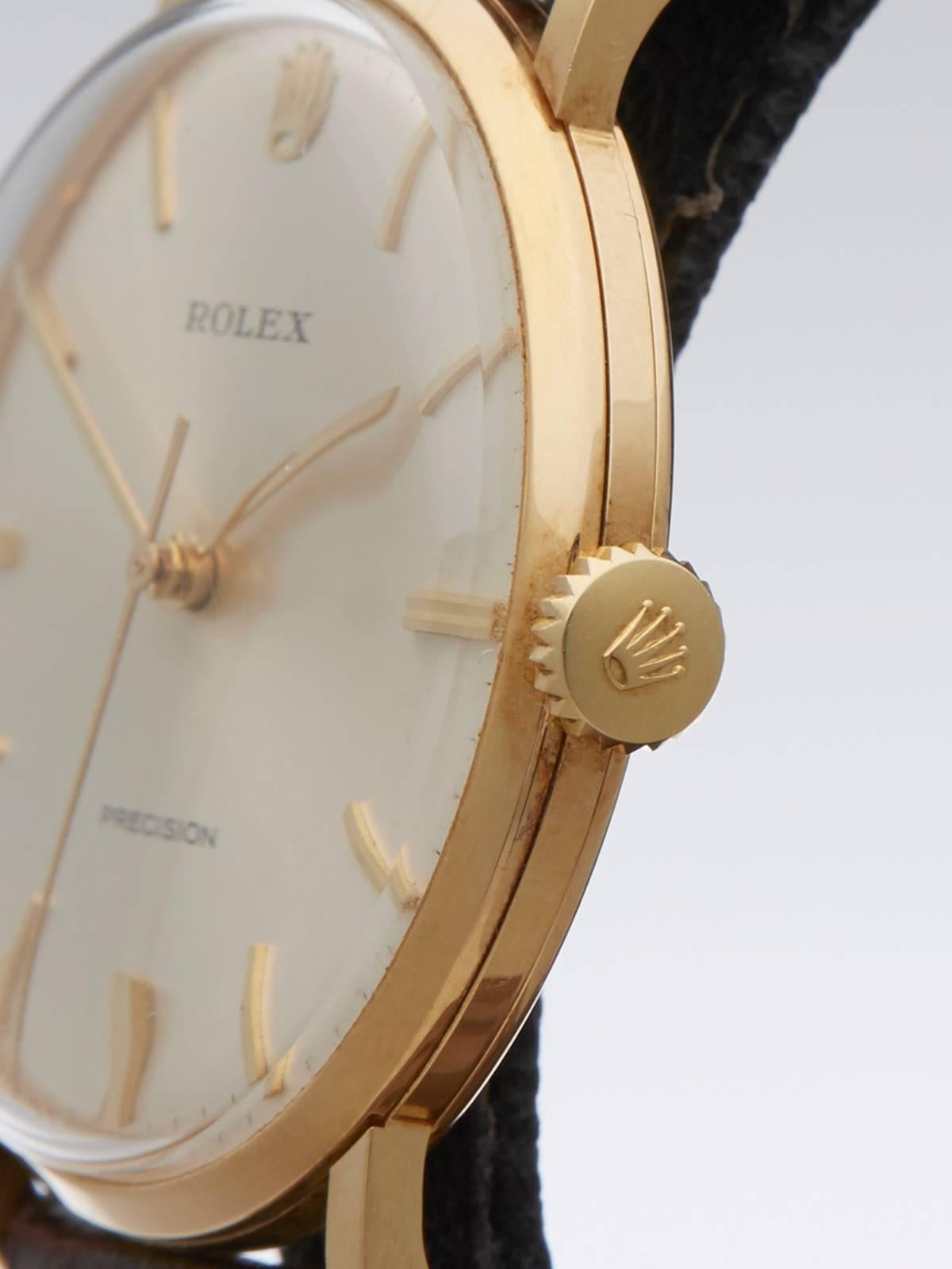 Women's or Men's  Rolex Yellow Gold Mechanical Wind Precision Wristwatch Ref 3951809 