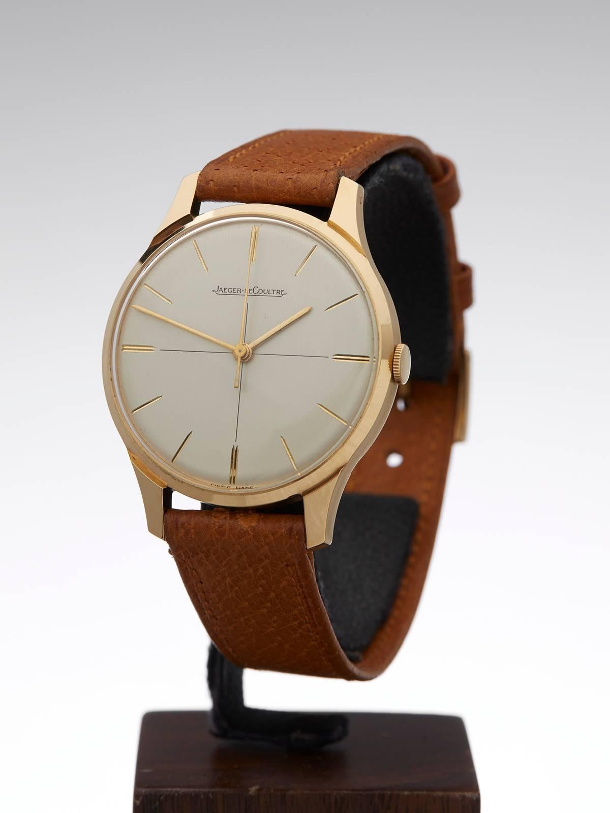 Ref: COM777
Model: 163045
Condition: 9 - Excellent condition
Age: 1960's
Case Size: 33mm
Box and Papers: Box Only
Movement: Mechanical Wind
Case: 18k Yellow Gold
Dial: Silver Baton
Bracelet: Brown Leather
Strap Length: Adjustable up to 20cm
Strap
