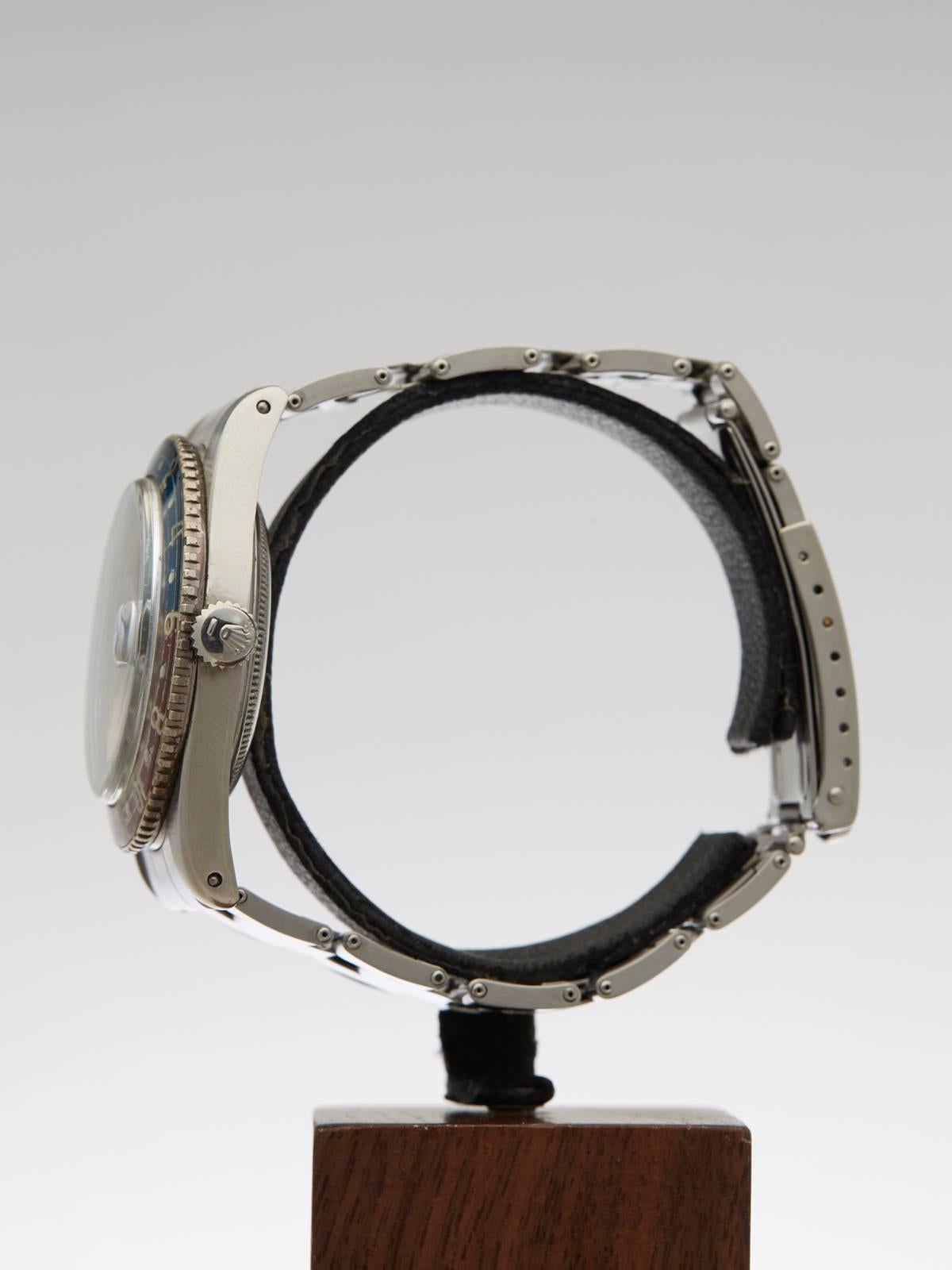 Men's Rolex Stainless Steel GMT-Master Bakelite Pepsi Tropical Dial Wristwatch