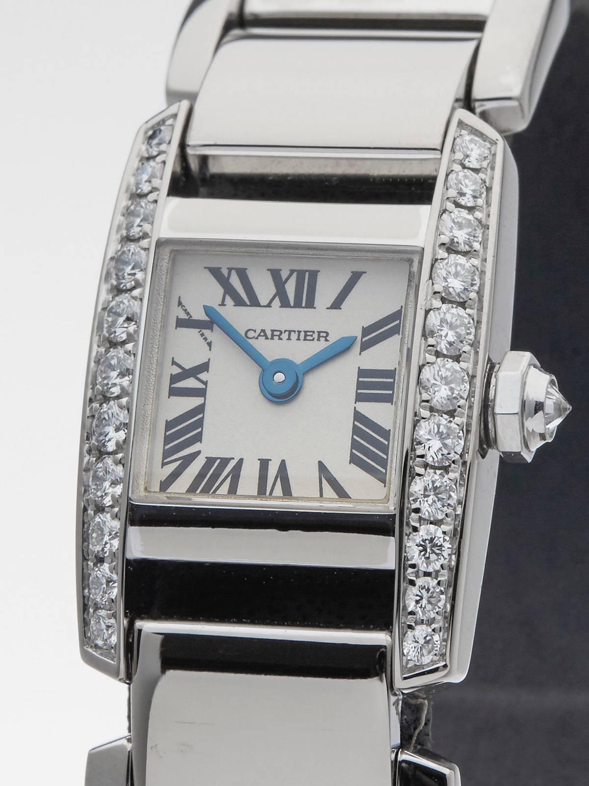  Cartier Ladies White Gold Tankissime Quartz Wristwatch 2831 In Excellent Condition In Bishop's Stortford, Hertfordshire
