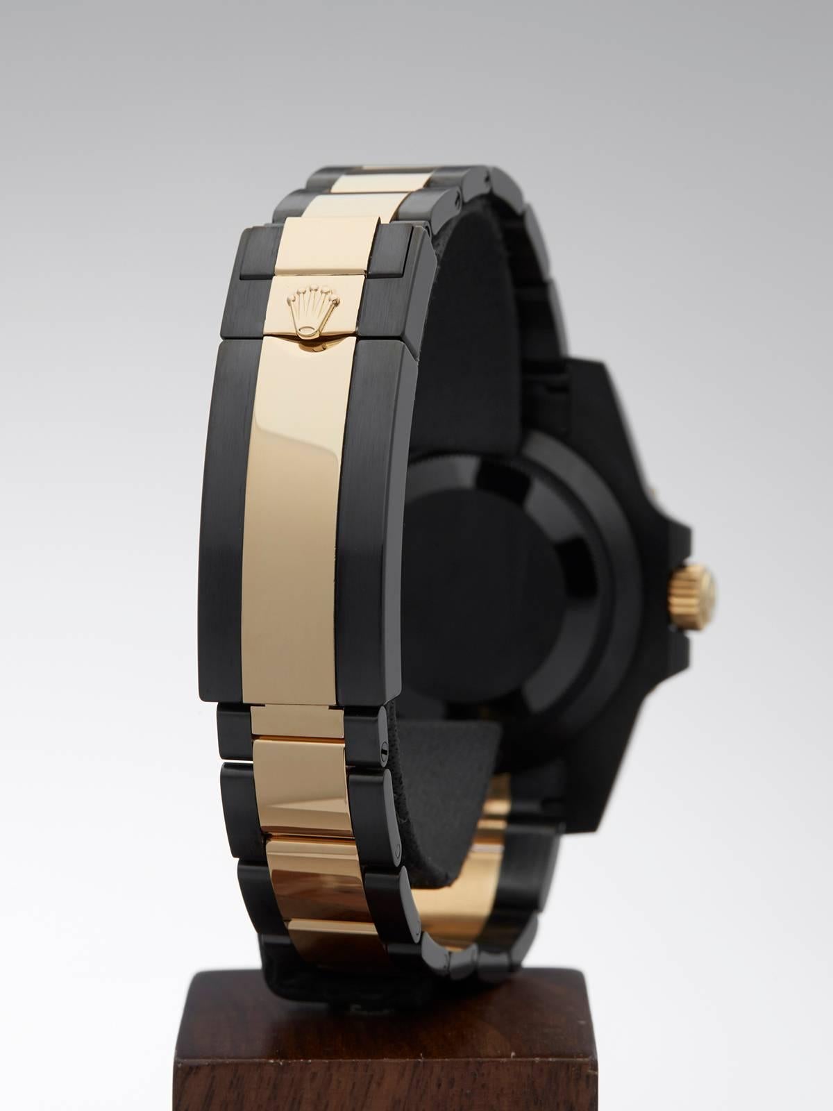 Men's  Rolex Custom Gold Steel DLC Coated Submariner Hercules Automatic Wristwatch