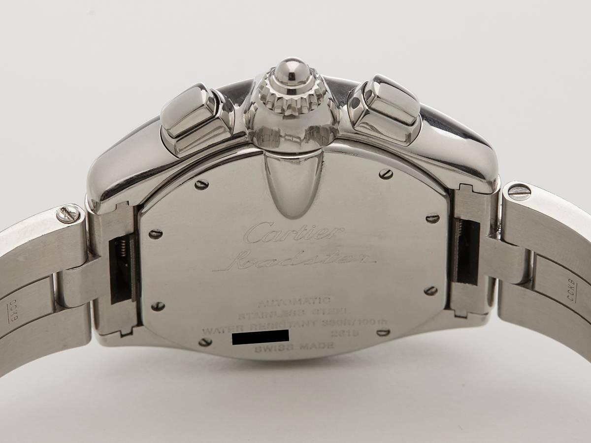  Cartier Stainless Steel Roadster Chronograph Automatic Wristwatch 2000s 3