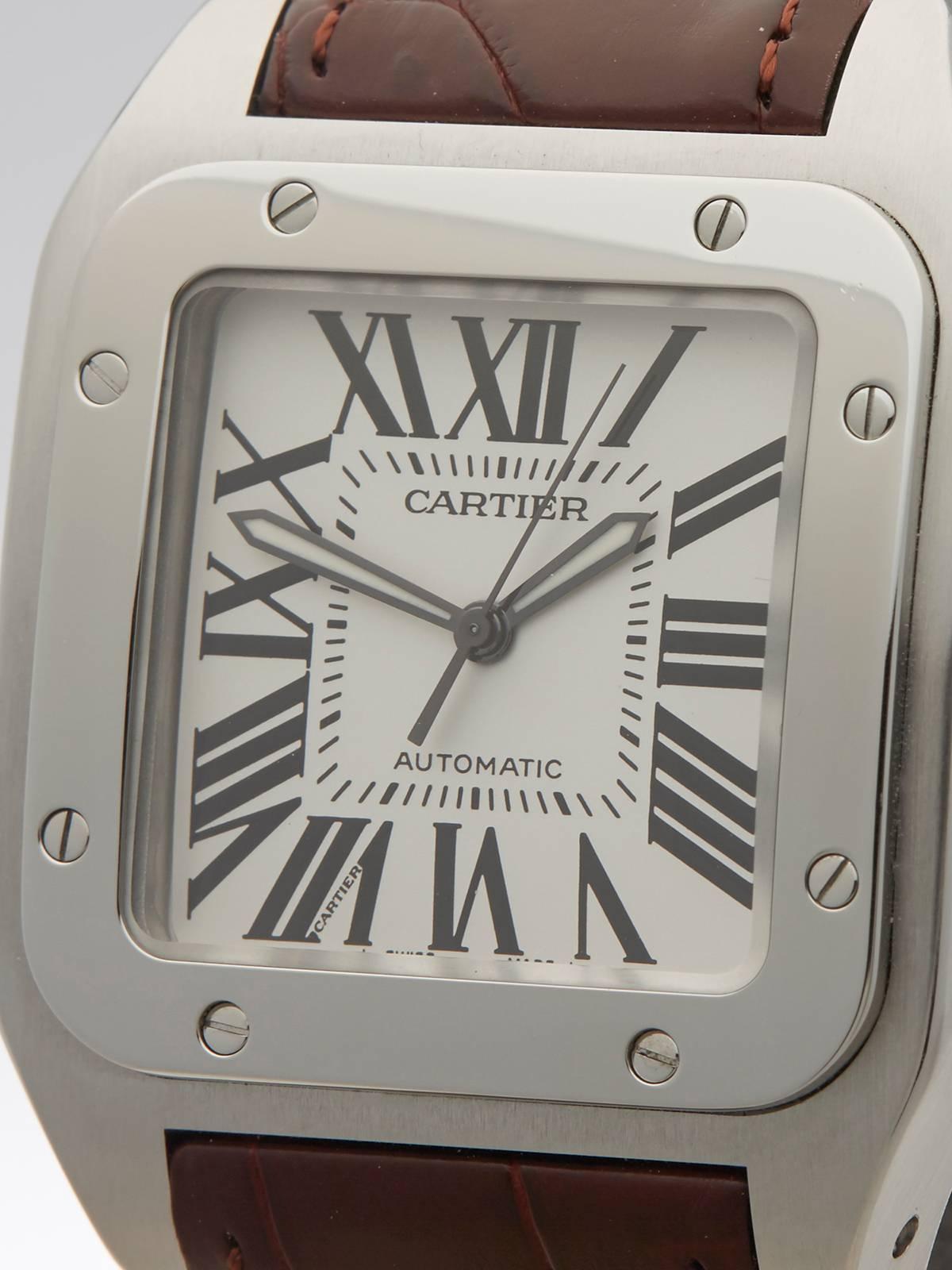  Cartier Stainless Steel Santos 100 XL Automatic Wristwatch Ref 2656 2007 In Excellent Condition In Bishop's Stortford, Hertfordshire