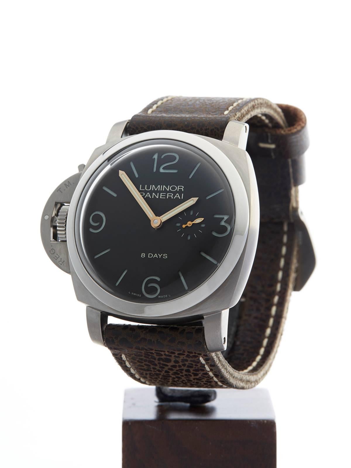 Panerai Luminor Titanium Mechanical Wristwatch Model PAM368 In New Condition In Bishop's Stortford, Hertfordshire