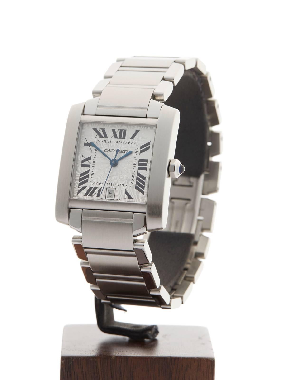 Cartier Ladies Stainless Steel Tank Francaise Automatic Wristwatch 2302  In New Condition In Bishop's Stortford, Hertfordshire