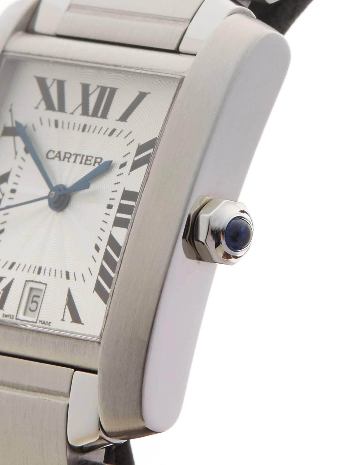 Women's or Men's Cartier Ladies Stainless Steel Tank Francaise Automatic Wristwatch 2302 