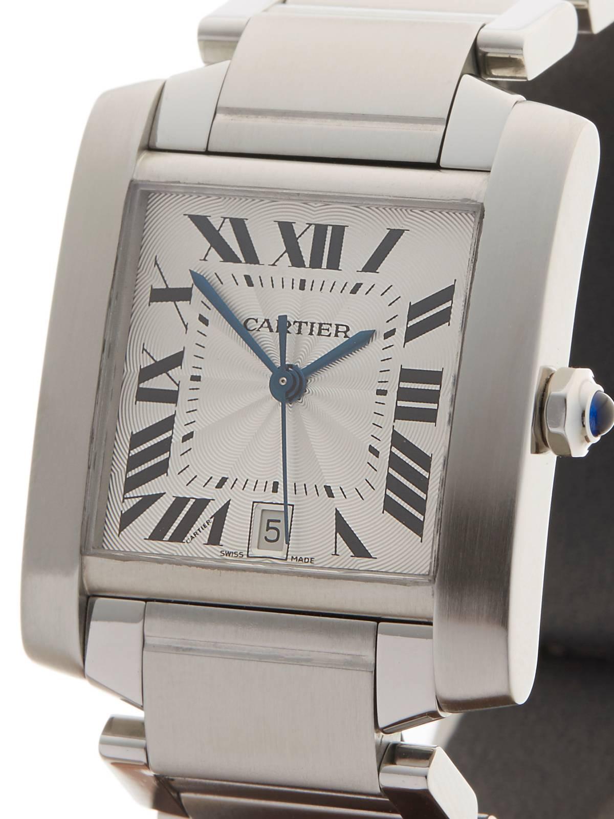 Cartier Stainless Steel Ladies Tank Francaise Automatic Wristwatch 2302  In New Condition In Bishop's Stortford, Hertfordshire