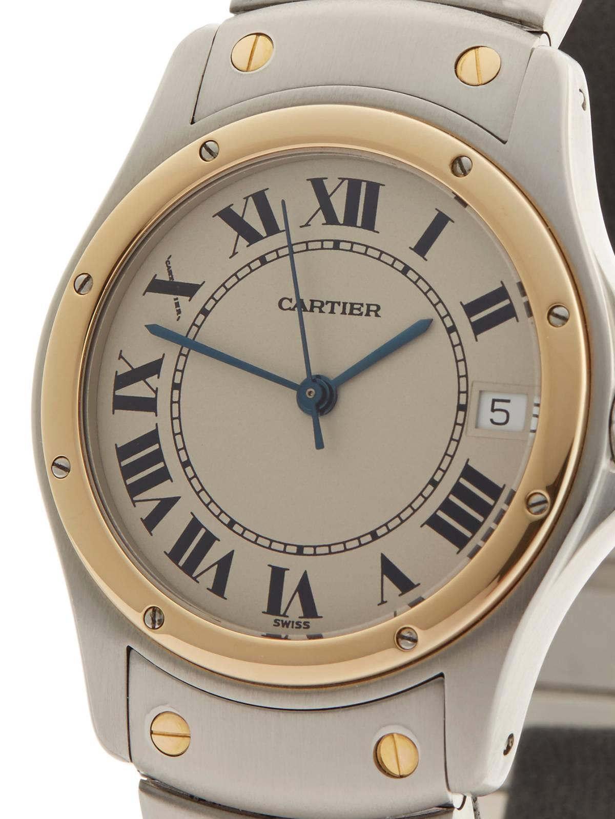 Women's or Men's Cartier Yellow Gold Stainless Steel Santos Ronde Automatic Wristwatch Ref 1910 