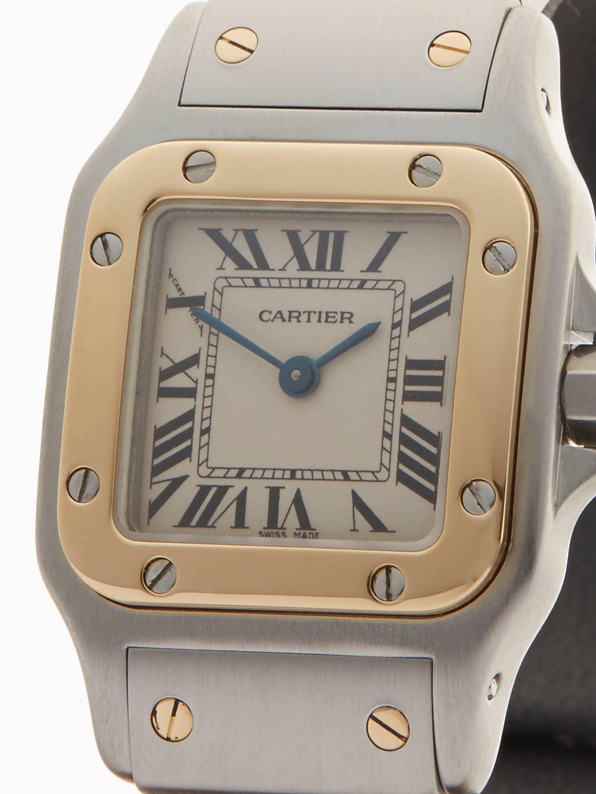 Women's or Men's Cartier Ladies Yellow Gold Stainless Steel Santos Galbee Wristwatch Ref 1567 