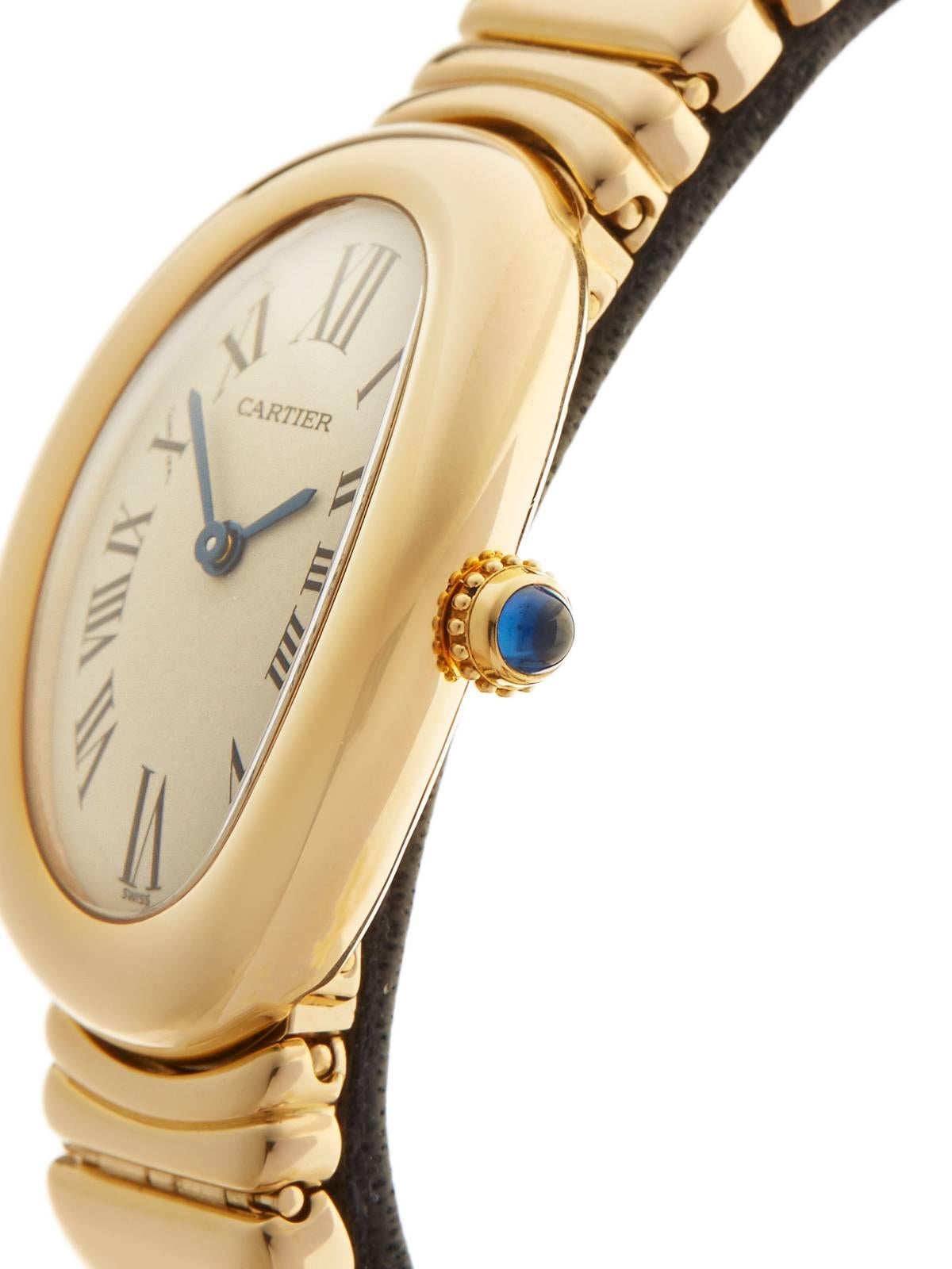 Cartier Yellow Gold Diamonds Baignoire Quartz Wristwatch In New Condition In Bishop's Stortford, Hertfordshire