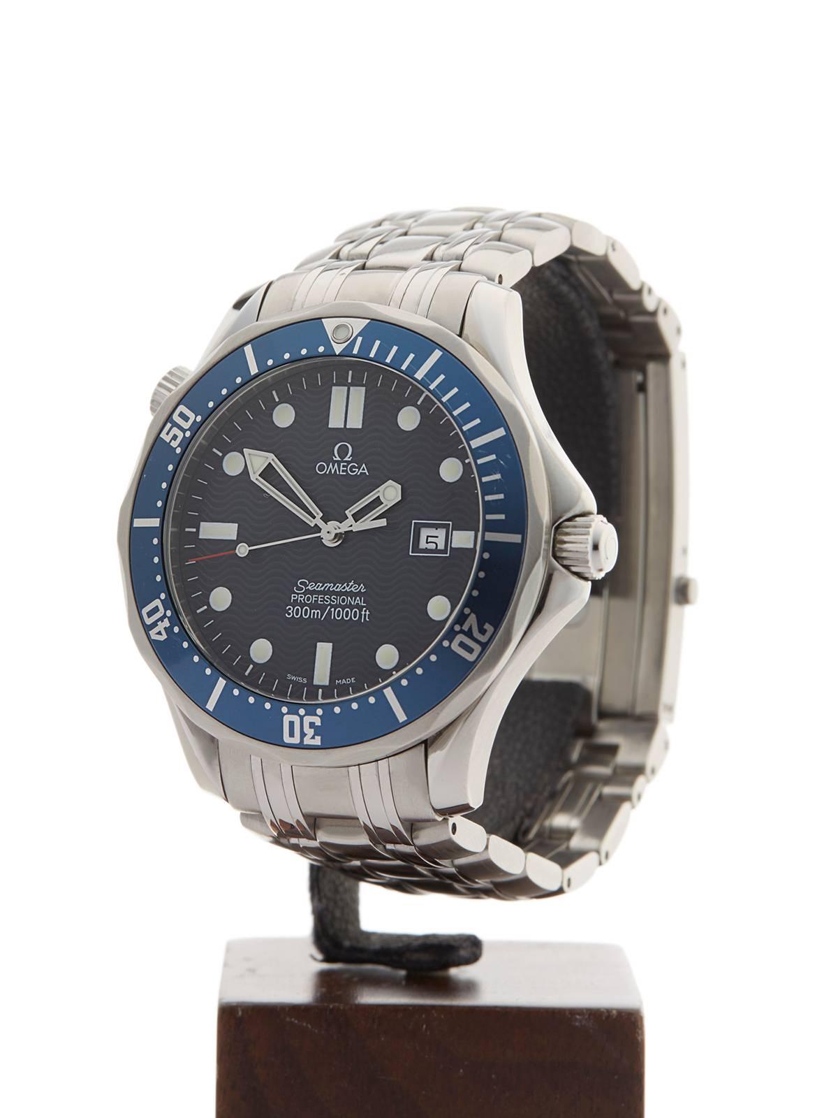 Omega Stainless Steel Seamaster Quartz Wristwatch In New Condition In Bishop's Stortford, Hertfordshire