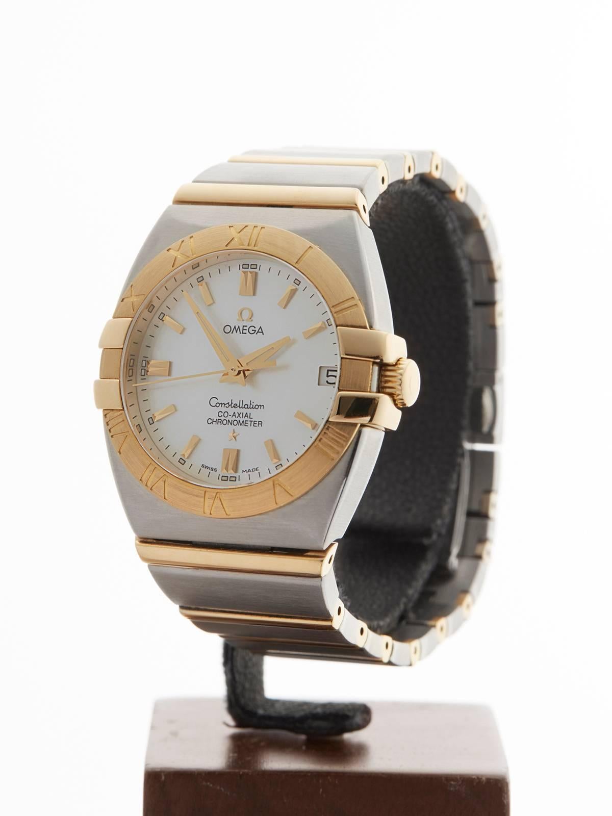 Women's Omega Ladies Stainless Steel Yellow Gold Constellation Double Eagle Wristwatch
