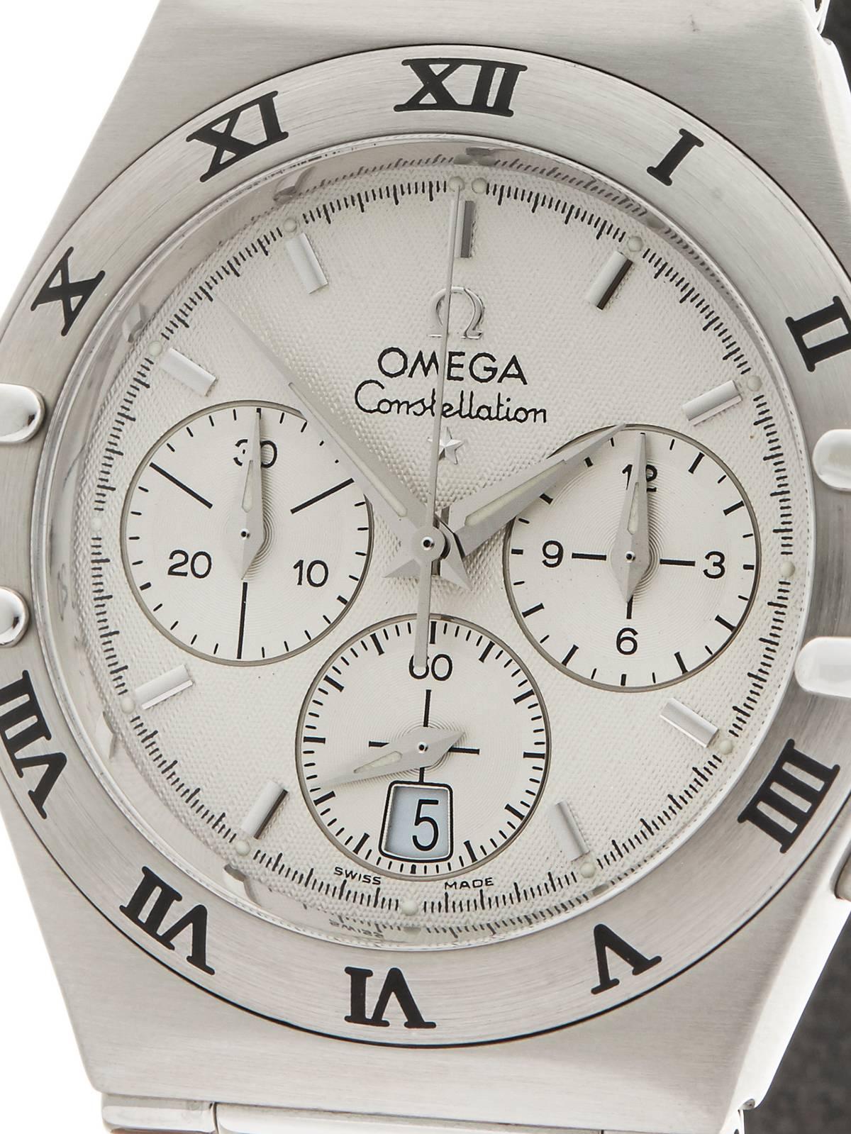 Omega Stainless Steel Constellation Double Eagle Chronograph Quartz Wristwatch In New Condition In Bishop's Stortford, Hertfordshire