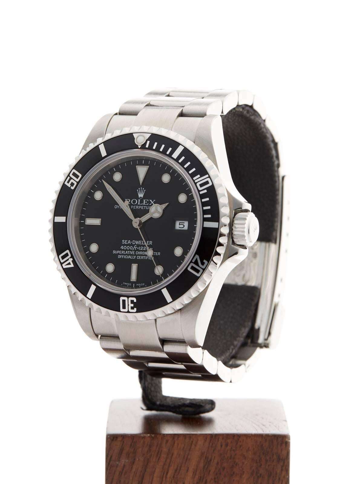 Men's Rolex Stainless Steel Sea-Dweller Automatic Wristwatch