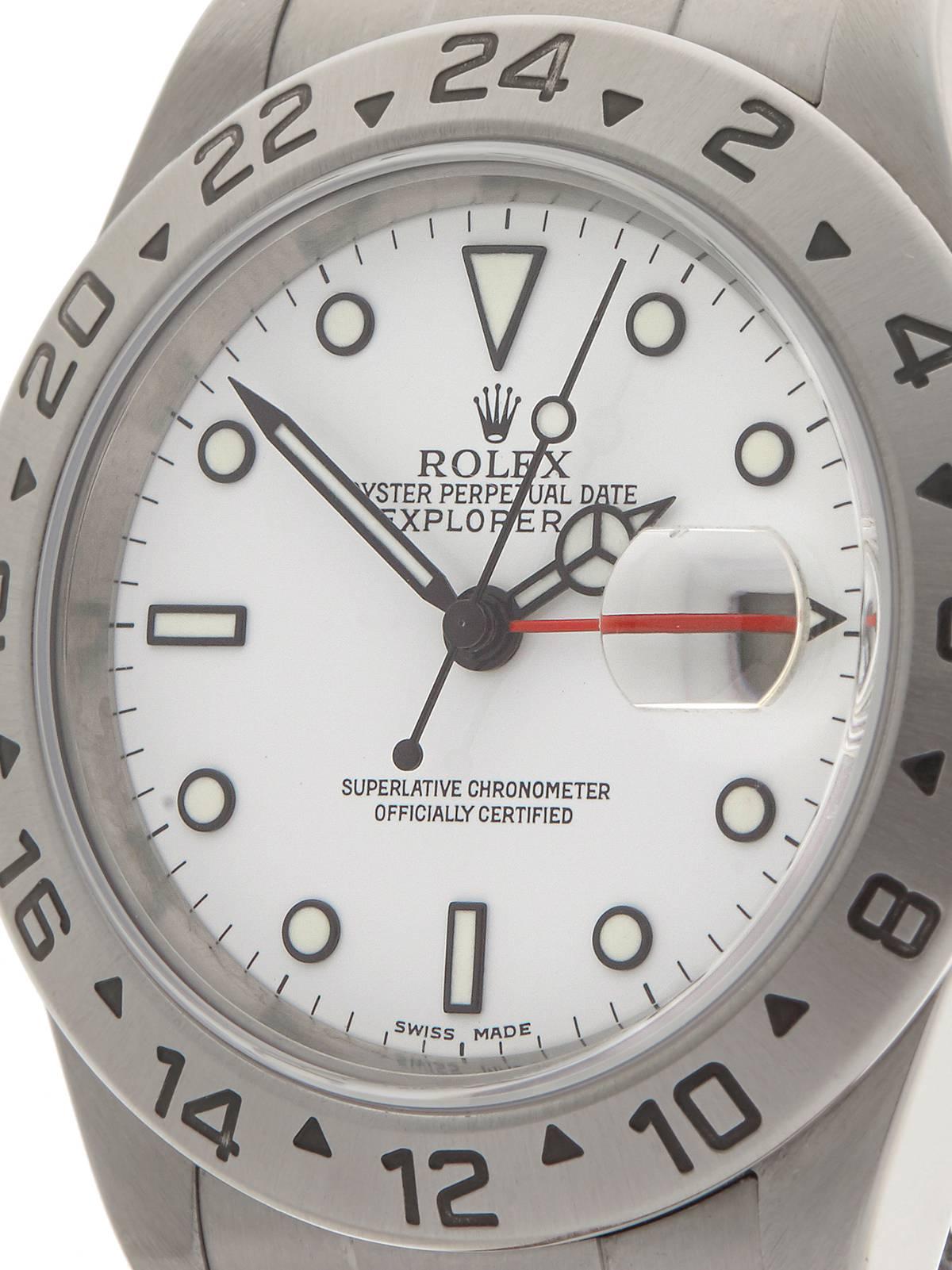 Rolex Stainless Steel Explorer II Polar Automatic Wristwatch 16570 In Excellent Condition In Bishop's Stortford, Hertfordshire