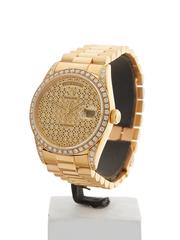 Rolex Day-Date Original Diamonds and Onyx Dial 18 Karat Gold Unisex 18388, 1991