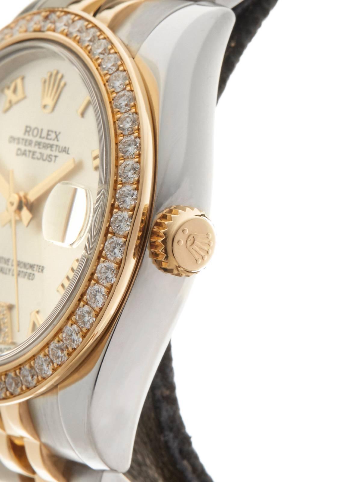 Women's Rolex Datejust Original Diamond Bezel Stainless Steel/18 Karat Gold Ladies 178