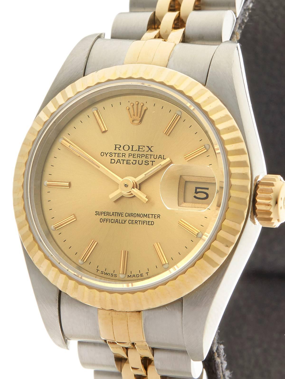 Rolex Datejust Stainless Steel/18K Yellow Gold Ladies 69173 In Excellent Condition In Bishop's Stortford, Hertfordshire