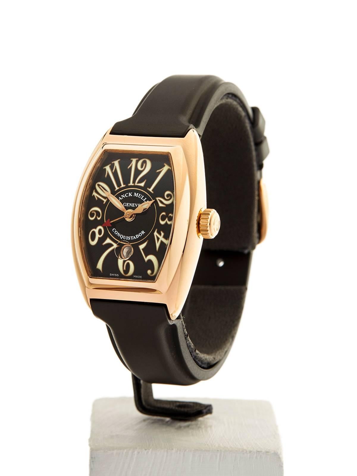 Ref: W3693
Model: 8005LSC
Serial: 236
Condition: 9 - Excellent condition
Age:	6th July 2004
Case Diameter: 27 mm
Case Size: 27mm by 38mm
Box and Papers:  Box, Manuals and Guarantee
Movement: Automatic
Case: 18k Rose Gold
Dial: Black Arabic
Bracelet: