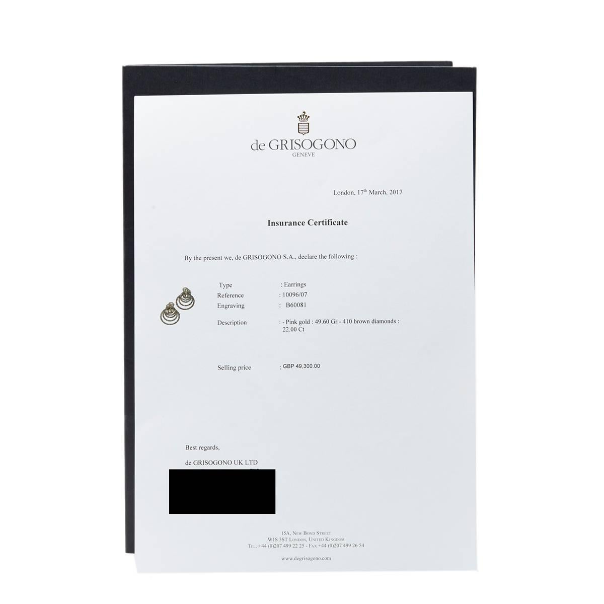 De Grisogono 22.00 Carat Diamond Rose Gold Gypsy Earrings 1