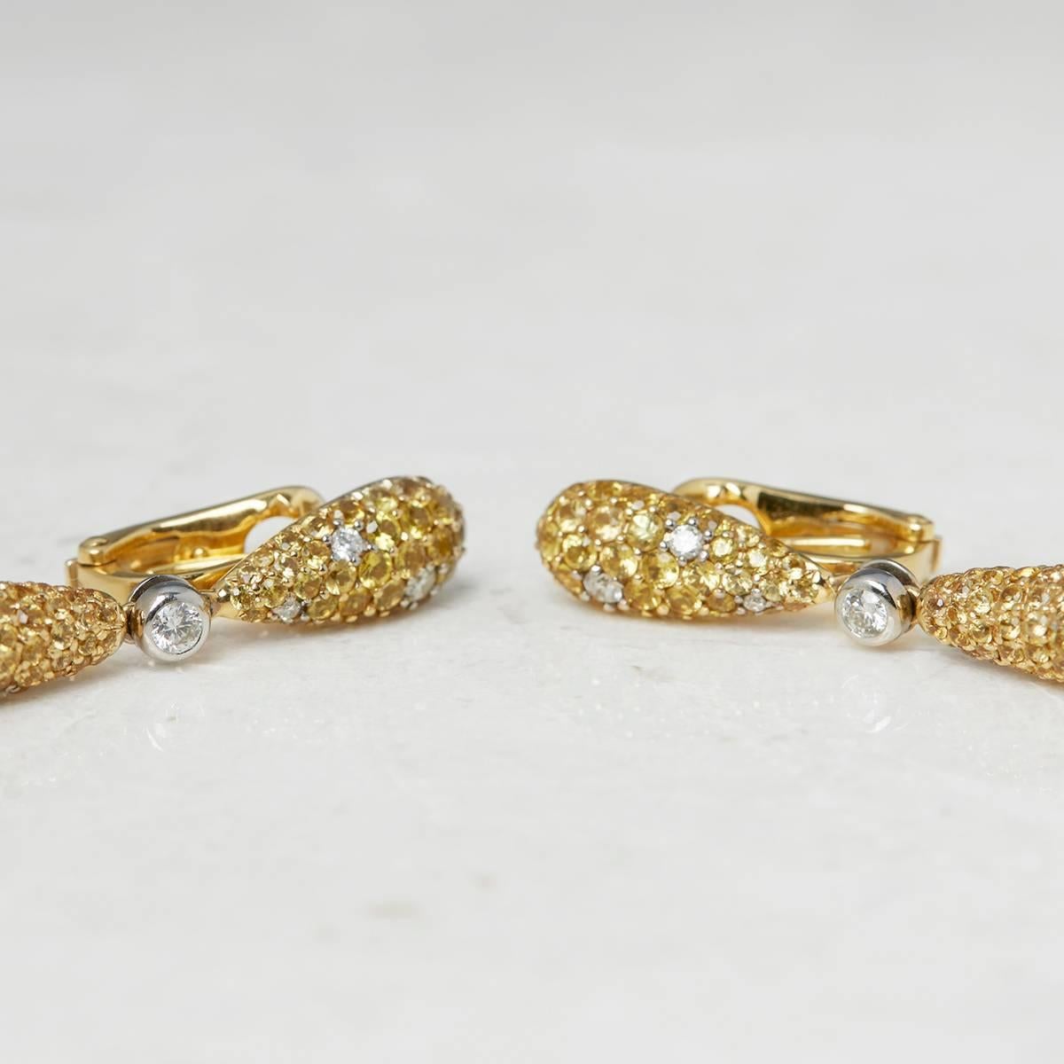 De Grisogono 18 Karat Yellow Gold Yellow Sapphire & White Diamond Gocce Earrings 1