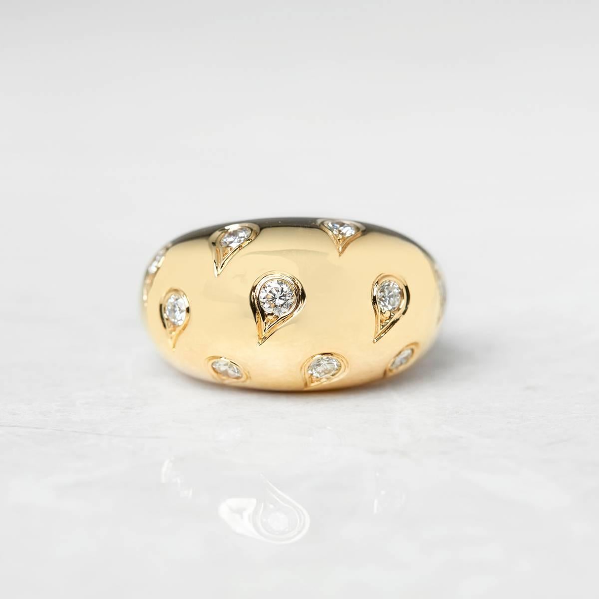 Round Cut Cartier 18 Karat Yellow Gold Round Brilliant Cut Diamond Bombe Ring 