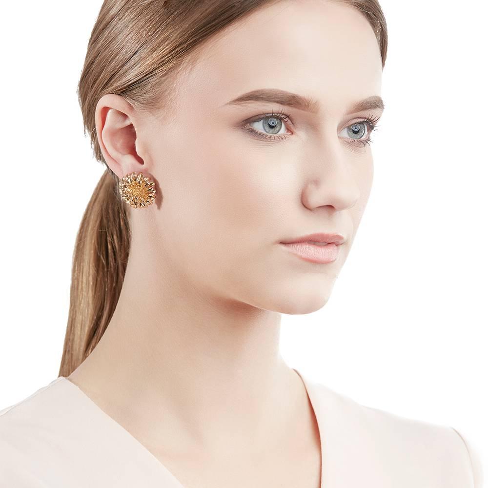 Tiffany & Co. 18 Karat Yellow Gold Chrysanthemum Earrings 4