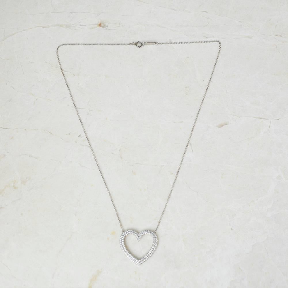 Tiffany & Co. Diamond Heart Platinum Metro Necklace 2