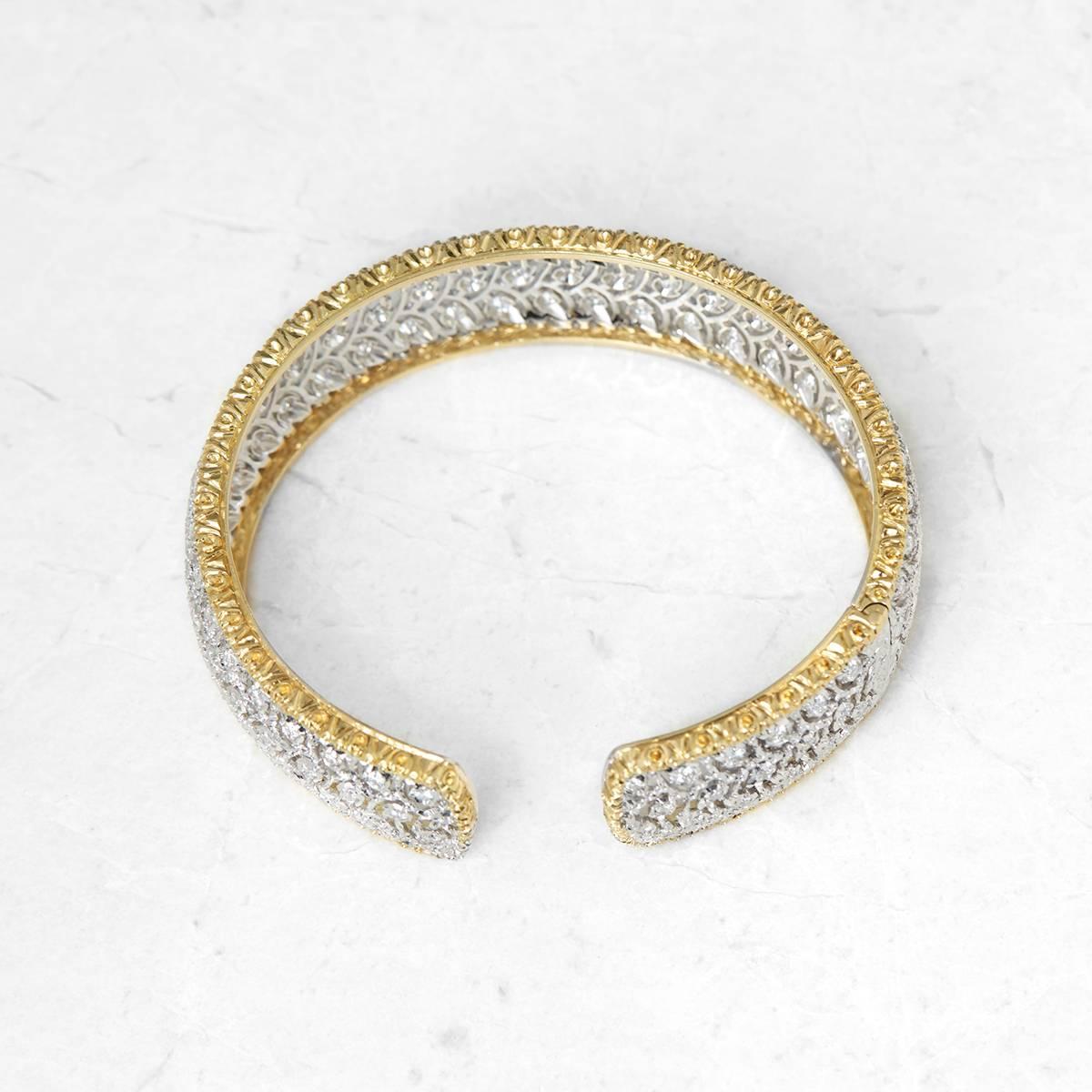 Buccellati 18 Karat White & Yellow Gold 5.00 Carat Diamond Cuff Bracelet 1