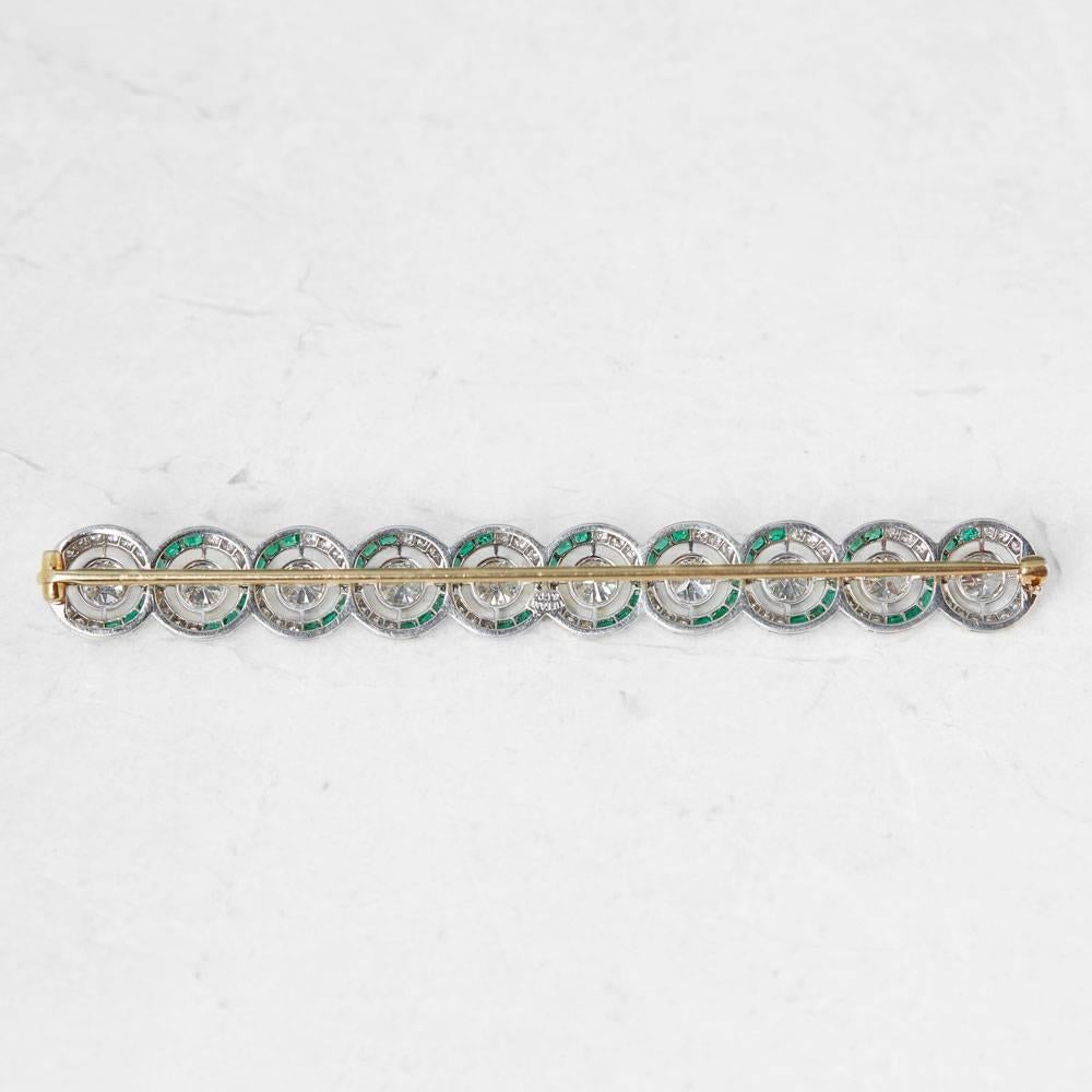 Ref:	COM956
Size: Length of Brooch - 8.5cm, Width of Brooch - 1.1cm
Box & Papers: Tiffany & Co. Box
Material: Platinum and 18k Yellow Gold, total weight - 12.61 grams
Gemset: Set with 10 old european cut Diamonds of approximately 3.50ct