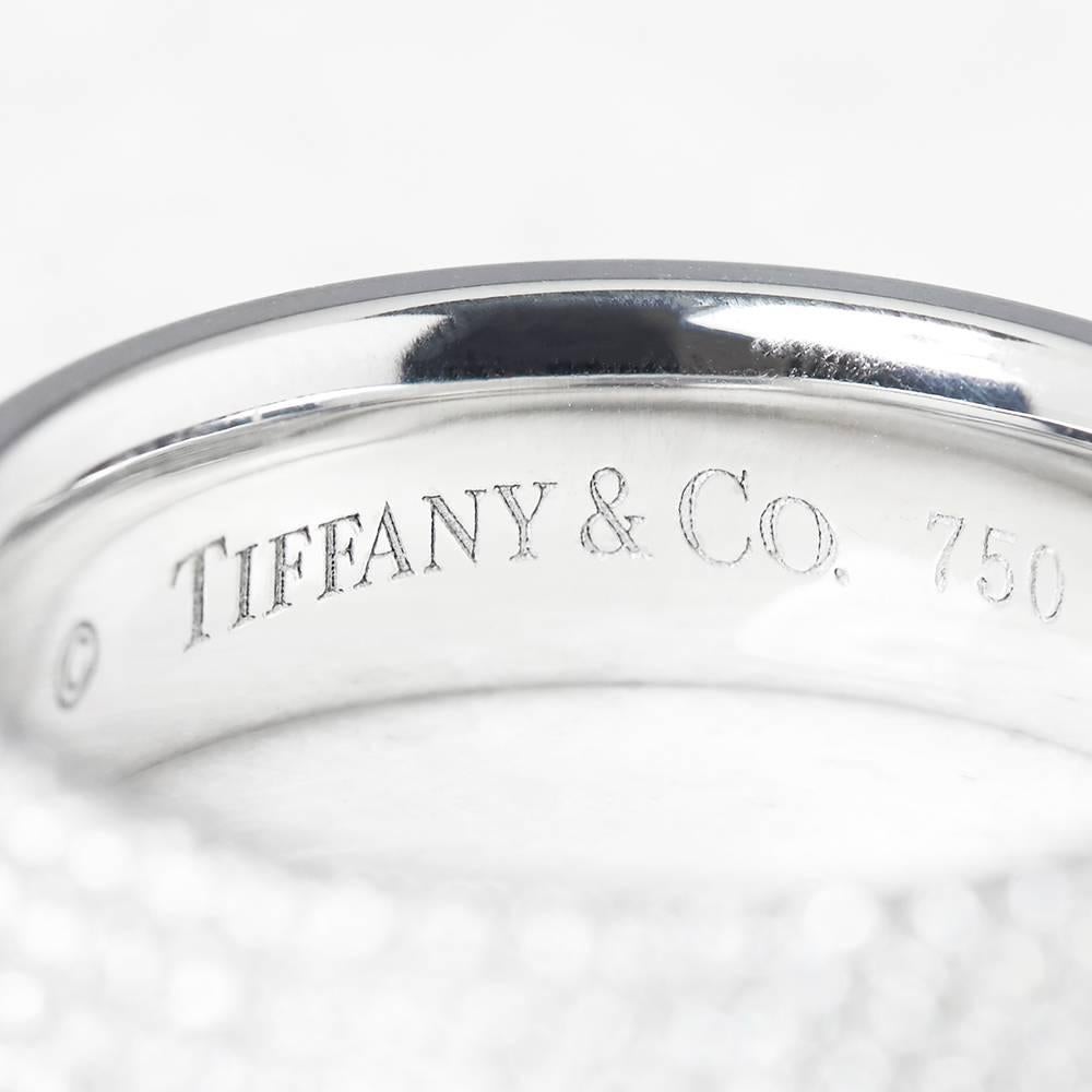 Women's or Men's Tiffany & Co. White Gold Five Row 0.90 Carat Diamond Metro Band Ring