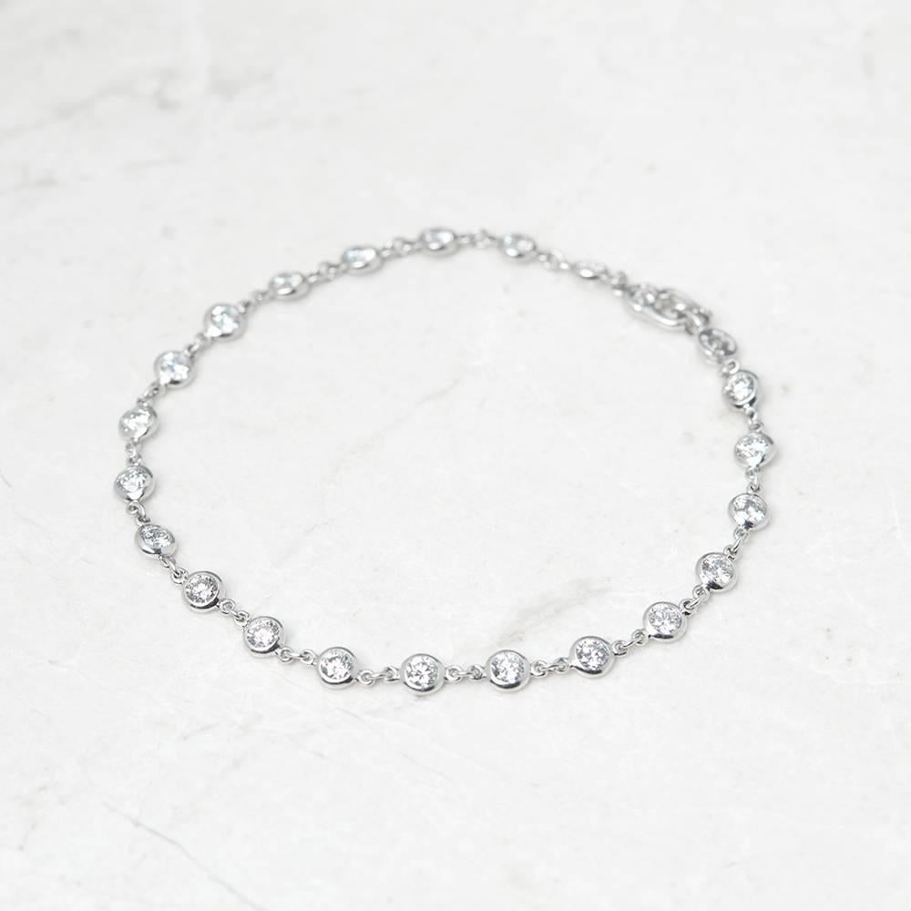 Code: COM974
Brand: Tiffany & Co.
Description: Platinum 2.30ct Diamonds By The Yard Bracelet
Accompanied With: Pouch Only
Gender: Ladies
Bracelet Length: 18cm
Bracelet Width: 4mm
Clasp Type: Hook
Condition: 9
Material: Platinum
Total Weight: 5.40g