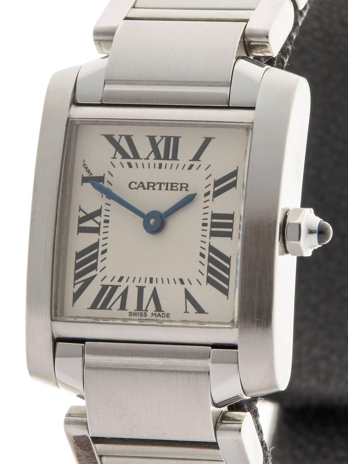 Cartier Tank Francaise Stainless Steel Ladies 2384 or W51008Q3, 2000s In Excellent Condition In Bishop's Stortford, Hertfordshire
