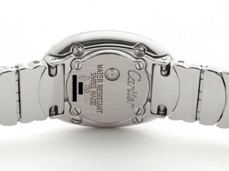 Baignoire 23mm Silver Case Diamond Bezel Black Leather Strap